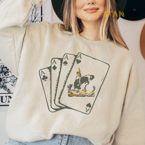 4 Ace Cards Oversized Sweatshirt Sand 02