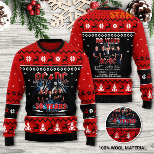 AC DC 50 Years 3D Ugly Sweater