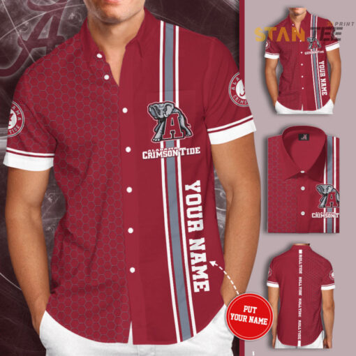 Alabama Crimson Tide 3D Short Sleeve Dress Shirt 01