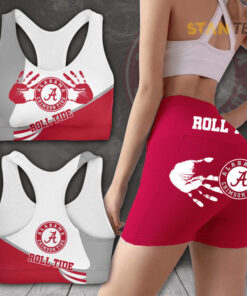 Alabama Crimson Tide Bra Sports High Waisted Yoga Shorts