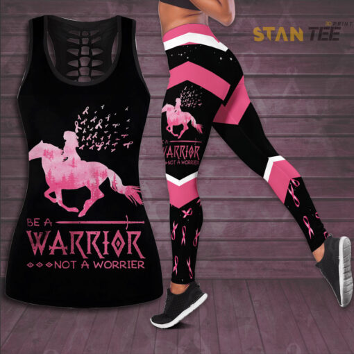 Be A Warrior Not A Worrier Breast Cancer Awareness 3D Hollow Tank Top Leggings