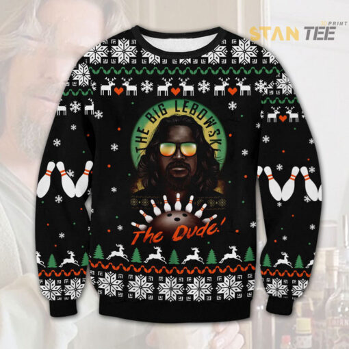 Black Lebowski the bowling Dude Ugly Christmas 3D Sweater