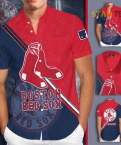 Boston Red Sox 3D Short Sleeve Dress Shirt 01