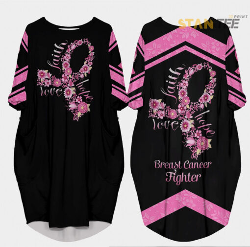 Breast Cancer Awareness Butterfly 3D Batwing Pocket Dress