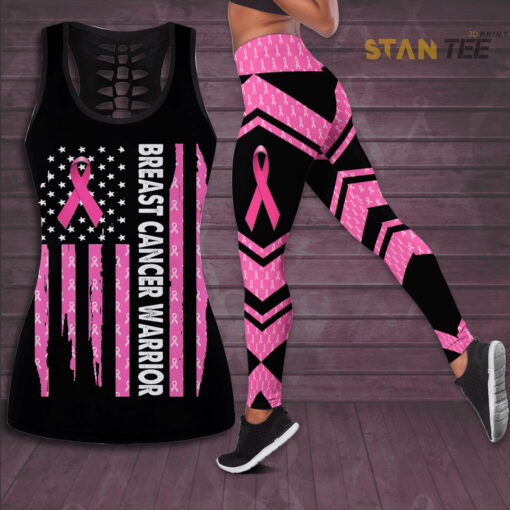 Breast Cancer Warrior Hollow Tank Top Leggings