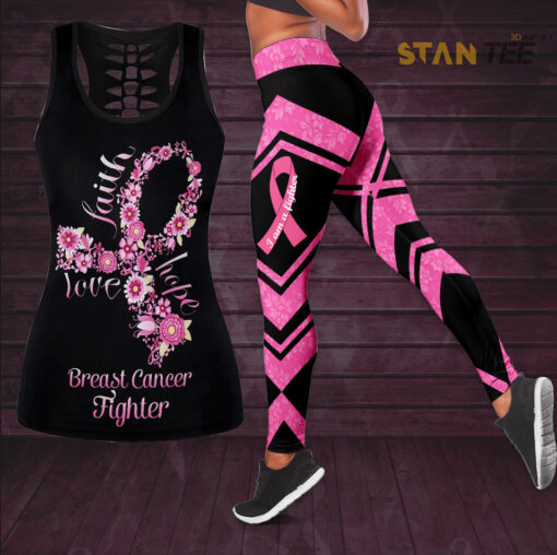 Butterfly Breast Cancer Awareness Hollow Tank Top Leggings