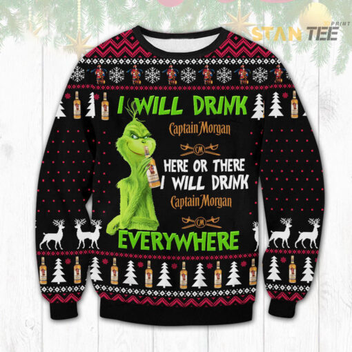 Captain Morgan Grinch Ugly Christmas 3D Sweater