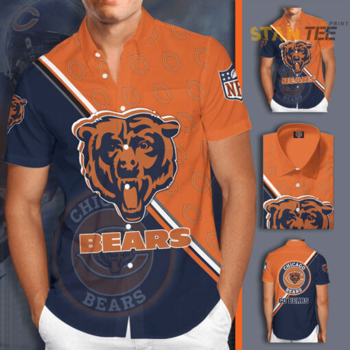 Chicago Bears 3D Short Sleeve Dress Shirt 01