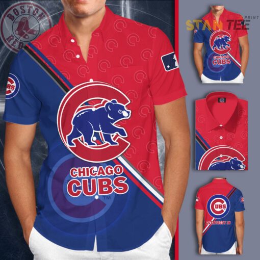 Chicago Cubs 3D Short Sleeve Dress Shirt 03