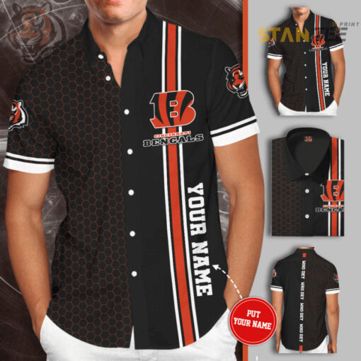 Cincinnati Bengals 3D Short Sleeve Dress Shirt 01