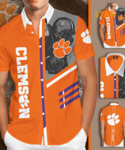 Clemson Tigers 3D Short Sleeve Dress Shirt 01