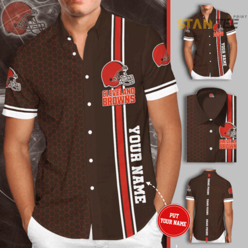 Cleveland Browns 3D Short Sleeve Dress Shirt 01