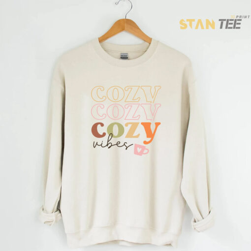 Cozy Vibes Meaning Oversized Sweatshirt sand