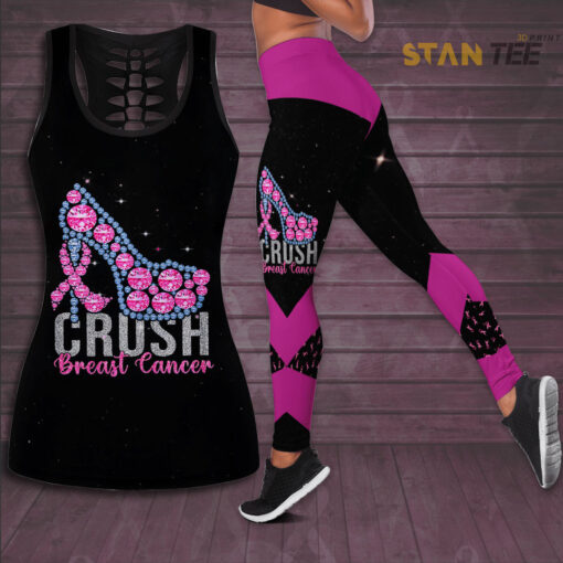 Crush Breast Cancer Awareness 3D Hollow Tank Top Leggings