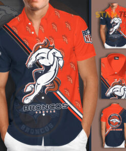 Denver Broncos 3D Short Sleeve Dress Shirt 01