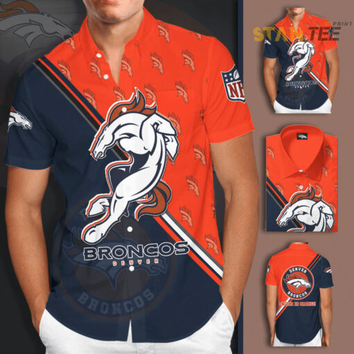 Denver Broncos 3D Short Sleeve Dress Shirt 01