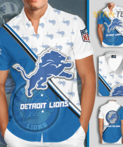 Detroit Lions 3D Short Sleeve Dress Shirt 01