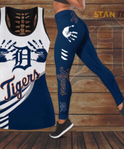 Detroit Tigers Hollow Tank Top Leggings set