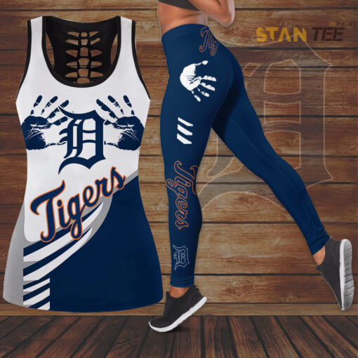 Detroit Tigers Hollow Tank Top Leggings set