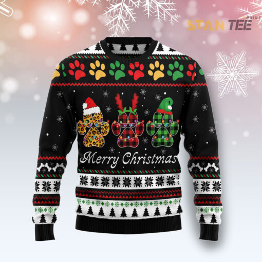 Dog Paws Xmas Merry Ugly Christmas 3D Sweater