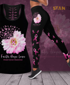 Faith Hope Love Breast Cancer Awareness 3D Hollow Tank Top Leggings