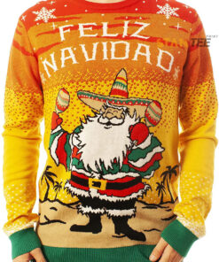 Funny Santa Feliz Navidad Green Ugly Christmas 3D Sweater