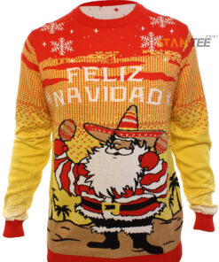 Funny Santa Feliz Navidad Yellow Ugly Christmas 3D Sweater