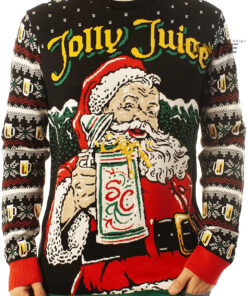 Funny Santa Jolly Juice Black Ugly Christmas 3D Sweater