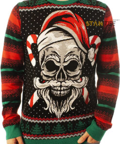 Funny Santa Skull Santa Black Ugly Christmas 3D Sweater