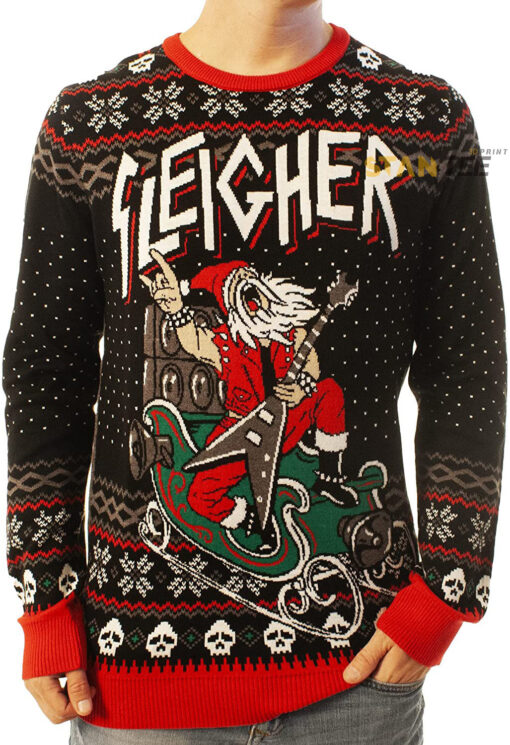 Funny Santa Sleigher Black Ugly Christmas 3D Sweater