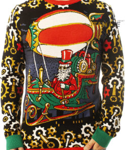 Funny Santa Steampunk Santa Black Ugly Christmas 3D Sweater