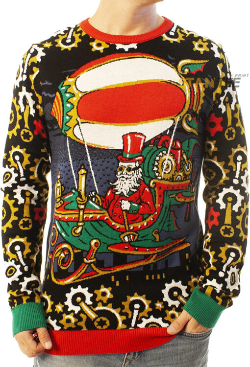 Funny Santa Steampunk Santa Black Ugly Christmas 3D Sweater