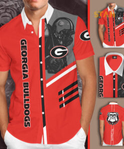 Georgia Bulldogs 3D Short Sleeve Dress Shirt 01