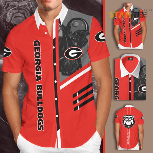 Georgia Bulldogs 3D Short Sleeve Dress Shirt 01