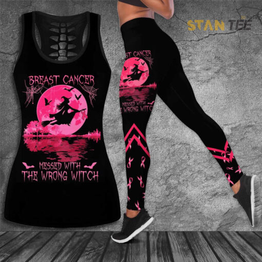 Halloween Breast Cancer Awareness 3D Hollow Tank Top Leggings