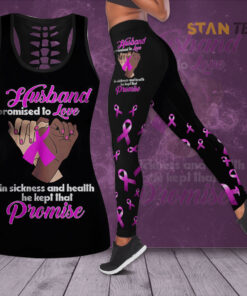 Husband Promised To Love In Sickness And Health He Kept That Promise Breast Cancer Awareness 3D Hollow Tank Top Leggings