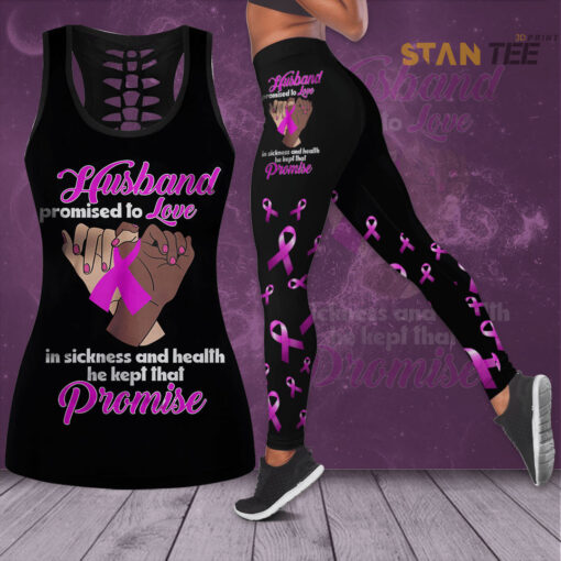 Husband Promised To Love In Sickness And Health He Kept That Promise Breast Cancer Awareness 3D Hollow Tank Top Leggings