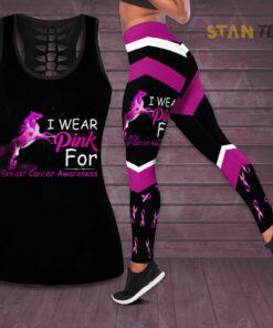 I Wear Pink For Breast Cancer Awareness 3D Hollow Tank Top Leggings