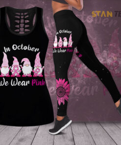 In October We Wear Pink Breast Cancer Awareness 3D Hollow Tank Top Leggings