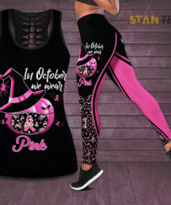 In October We Wear Pink Breast Cancer Awareness 3D Hollow Tank Top Leggings BCAS014