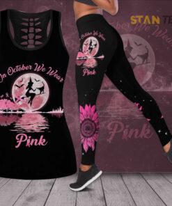 In October We Wear Pink Breast Cancer Awareness 3D Hollow Tank Top Leggings BCAS035