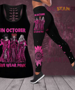 In October We Wear Pink Breast Cancer Awareness 3D Hollow Tank Top Leggings BCAS036