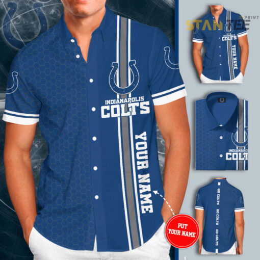 Indianapolis Colts 3D Short Sleeve Dress Shirt 01