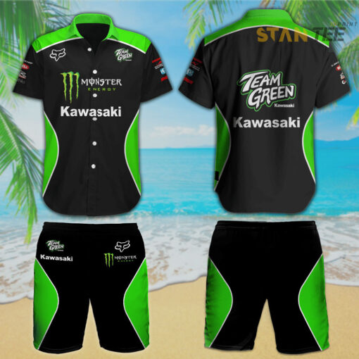 Kawasaki Racing Team 3D Hawaiian Shirt Shorts S1