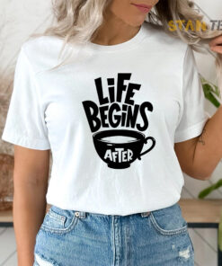 Life Begins After Coffee White Oversized T shirt