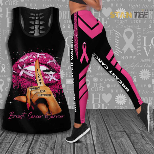 Lips Breast Cancer Awareness Hollow Tank Top Leggings