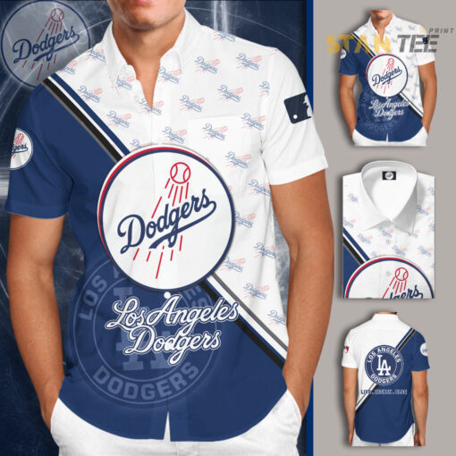 Los Angeles Dodgers 3D Short Sleeve Dress Shirt 01