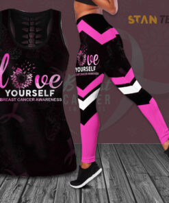 Love Yourself Breast Cancer Awareness 3D Hollow Tank Top Leggings 01