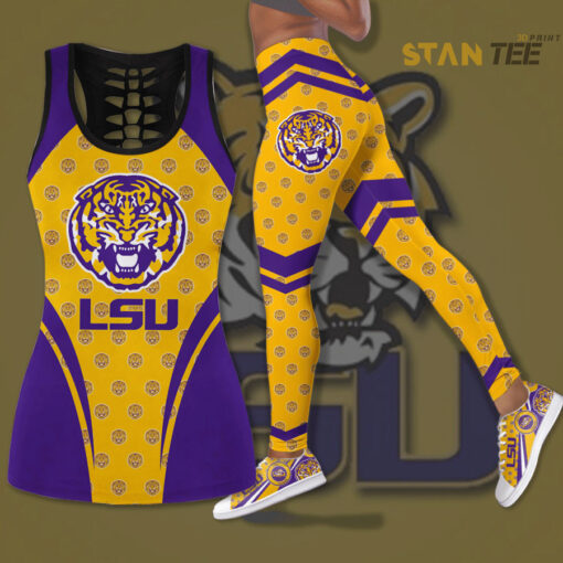 Lsu Tigers Hollow Tank Top Leggings 01