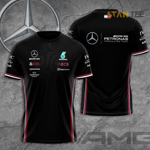 Mercedes AMG Petronas F1 Team 3D T Shirt S1 Black